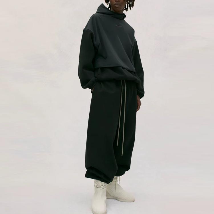 Fear of God Essentials Nylon Fleece Kapuzensweatshirt Schwarz Herren Oberteile 202SU244320F
