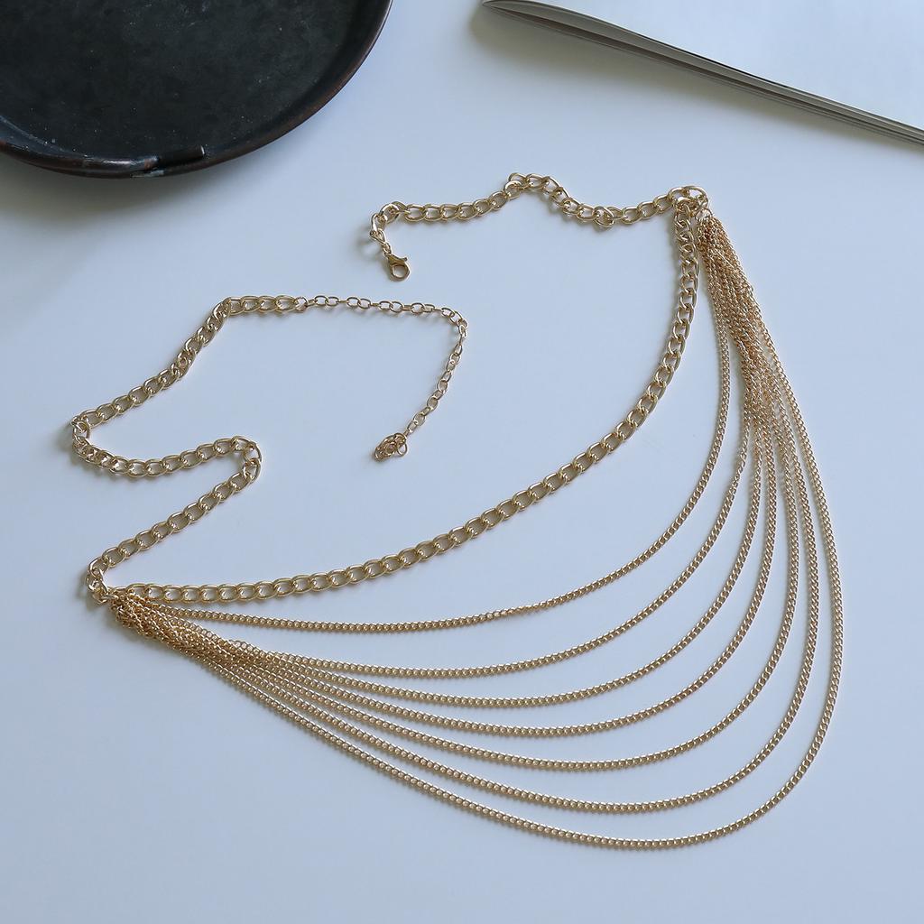 Europe, America, the new multi-layer simple chain body chain female, retro sexy punk metal waist chain