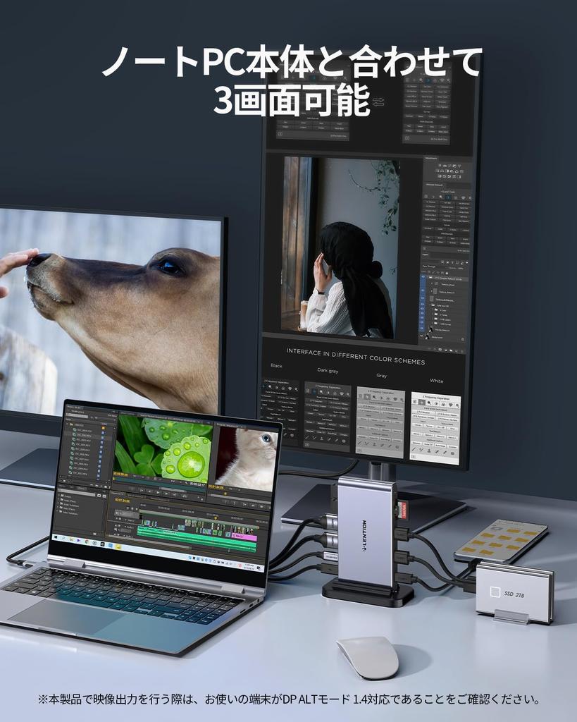 LENTION Vertical USB C Docking Station 10in1 4K HDMI 5Gbps High Speed Data Transfer Micro Card Reader 100W PD Compatible Type C Hub Type C 2 Ports