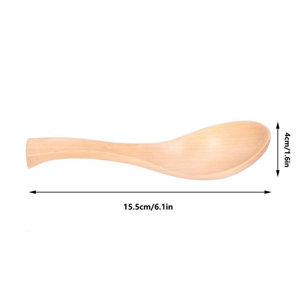 5pcs Wooden Soup Spoon Natural Hand Polished Tableware Kitchen Gadget for Home Restaurant