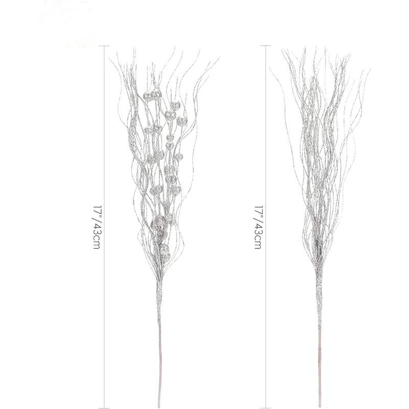 

2 шт. Різдвяна прикраса Блискучі гілки Новорічні прикраси Штучні квіти для дому Різдвяні Новорічні аксесуари для вечірки 43CM