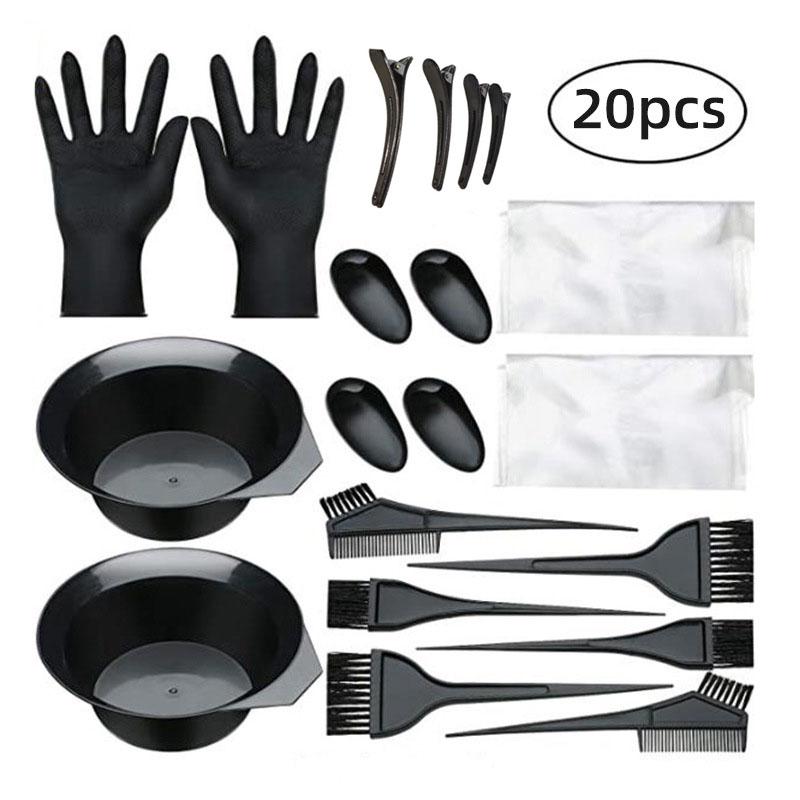 5/22Pcs/Set Hair Coloring Kits Home Salon Hair Dyeing Comb Hair Bowl Coloring Brush Cream Earcap Clips  Cape Hair Styling Tool