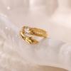 Sparkling Diamond Serpentine Index Finger Ring, Women's Real Gold-plated Micro-inlaid Zircon Niche Open Ring, Fashionable Light Luxury High-end Ring.