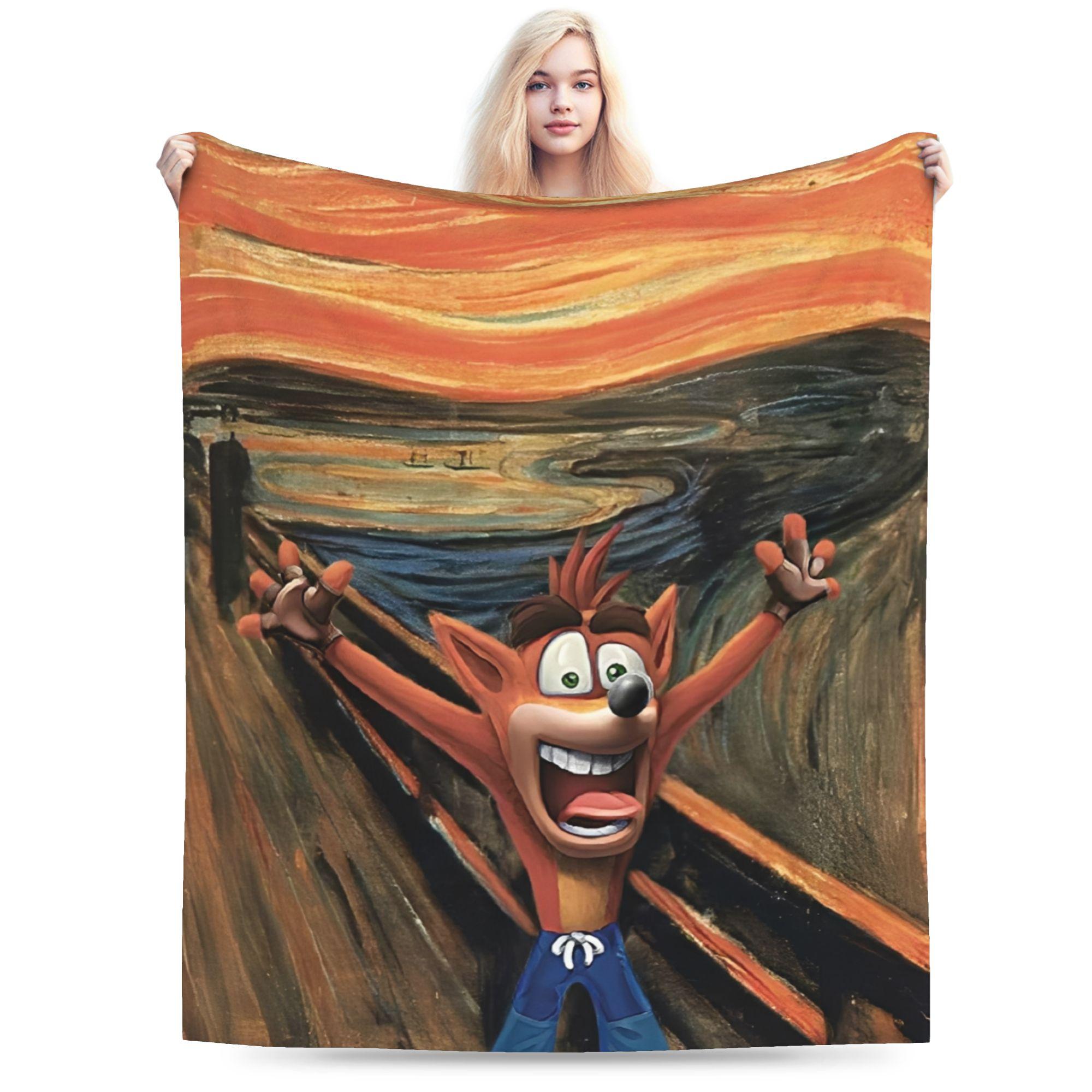 

Мультяшные пледы с Крэшем Бандикутом Супермягкий коралловый флис Плюшевый плед для видеоигр Уютное постельное белье Пледы 40x30inch