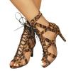 New Large Size Sandals Openwork Shoes In Front of The Lace-up Fine Heel High-heeled Sandal Boots