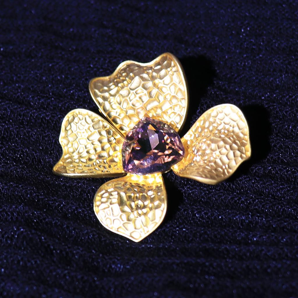 Matte Gold Delicate Anti-Light Corsage Dress Buckle Crystal Glass Women'S Accessories Shirt Bag Clothing Decorative Brooch