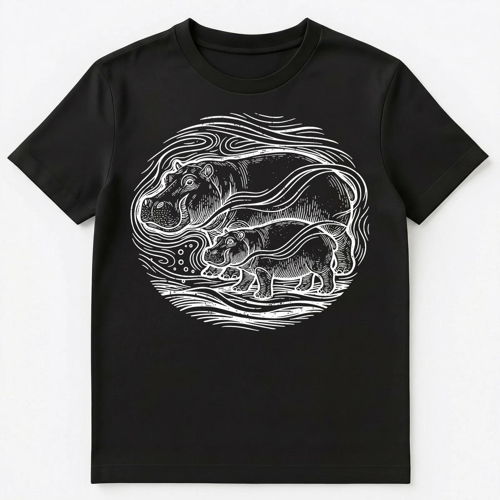 Mothers Day Hippo Lover Mother Baby Hippos Wildlife Unisex T-Shirt S