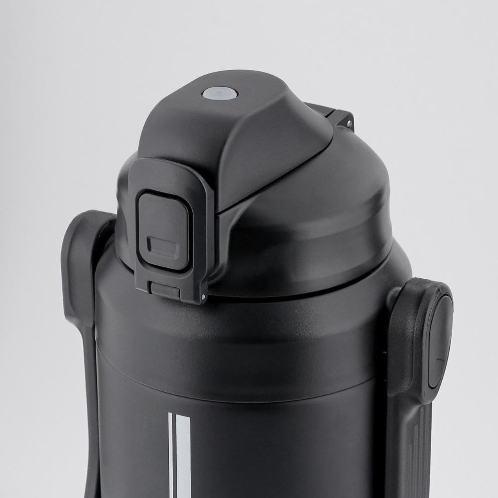 Bestco Doppelwandige Sport-Trinkflasche aus Edelstahl für Kaltlagerung nur Schwarz 2,2 l NQ-0321