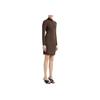 Michael Kors SS23 Allover Logo Jacquard Round Neck Knit Slim Fit Long Sleeve Dress Women dresses Chocolate MH180NV5KZ-201