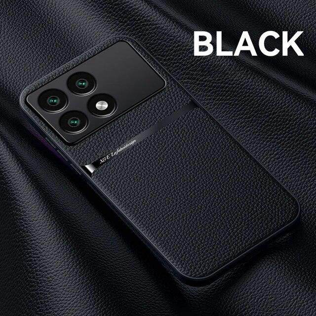 Magnetic Phone Case For Xiaomi POCO X6 Pro 5G Leather Texture Silicone Protection Shockproof Back Cover For POCO X5 Pro F5 Pro X4 C65