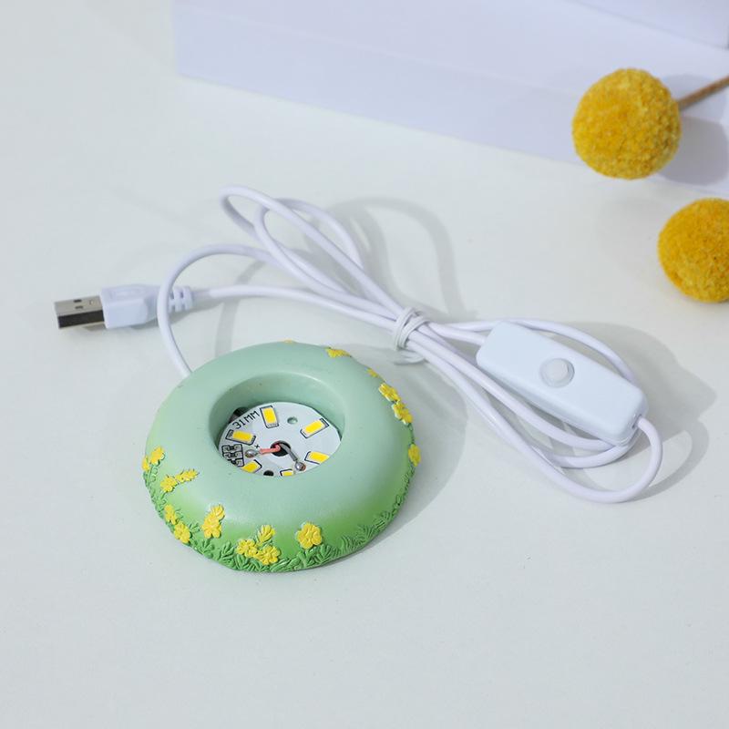 Solid Wood Touch Lamp Base: White/Warm Light 7-Color LED Night Light Display Pad