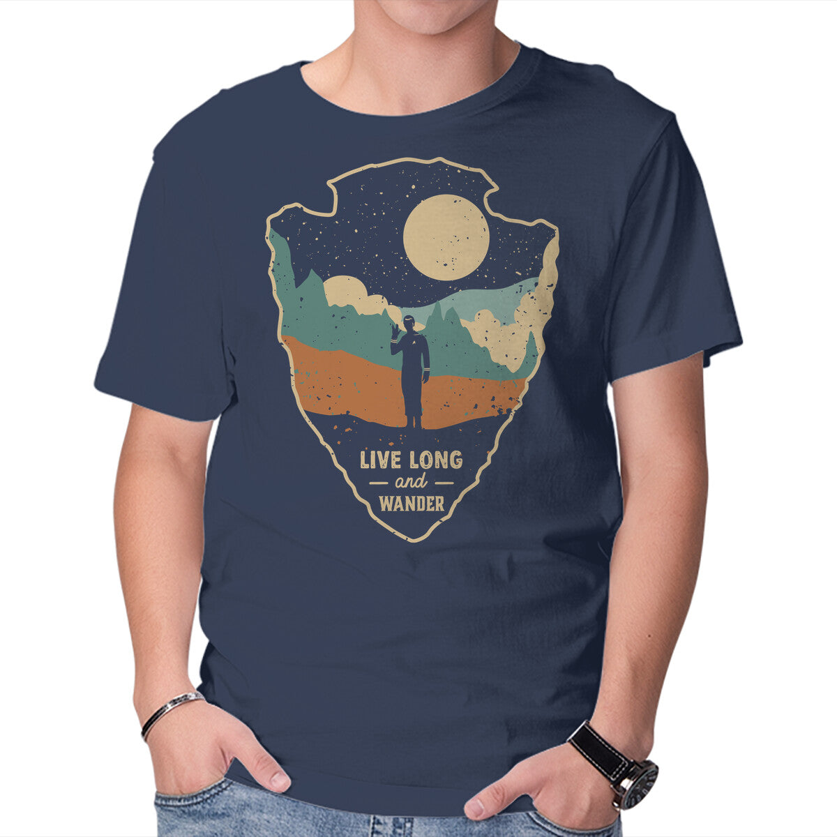 Unisex Crew Neck T-Shirt Live Long And Wonder Graphic Short Sleeve Casual Tee XS