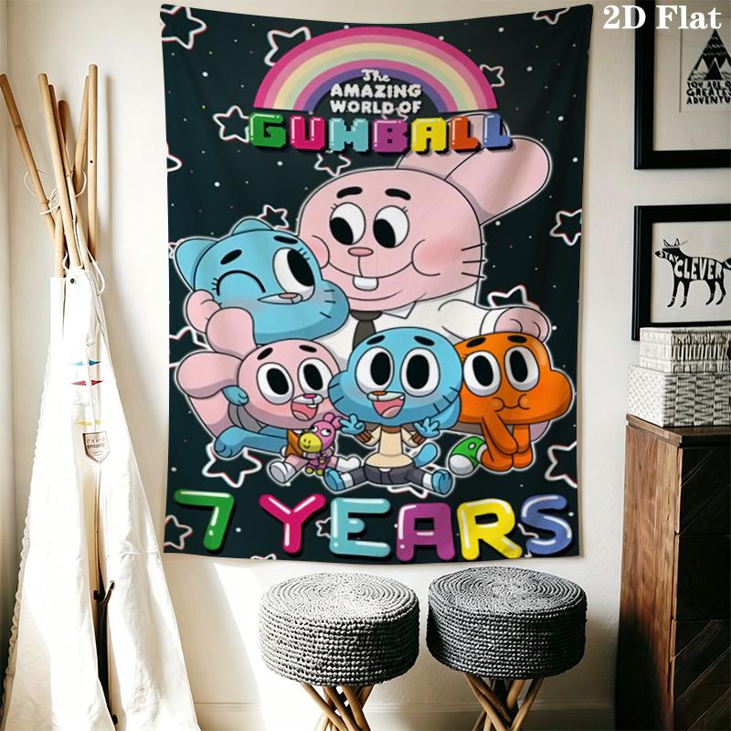 The Amazing World of Gumball Wall Tapestry Aesthetic Wall Hanging Printed Fabric Blanket Decorative Tapestries for Bedroom Living Room Home Decor