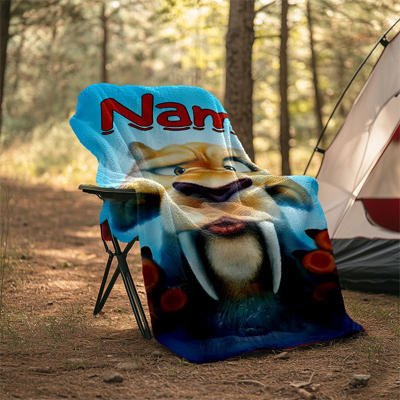 Personalisierte Decke mit individuellem Namen - Design mit Aufdruck aus Ice Age: Dawn of the Dinosaurs, Decke für Sofa, Bett, Reisen, Camping - Weich und warm, Tolles Geschenk