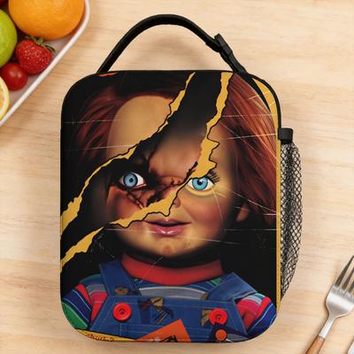 Horror Killer Chucky Lunch Bag School Portable Thermal Tote Handbags For Child Oxford Print Cooler Bag