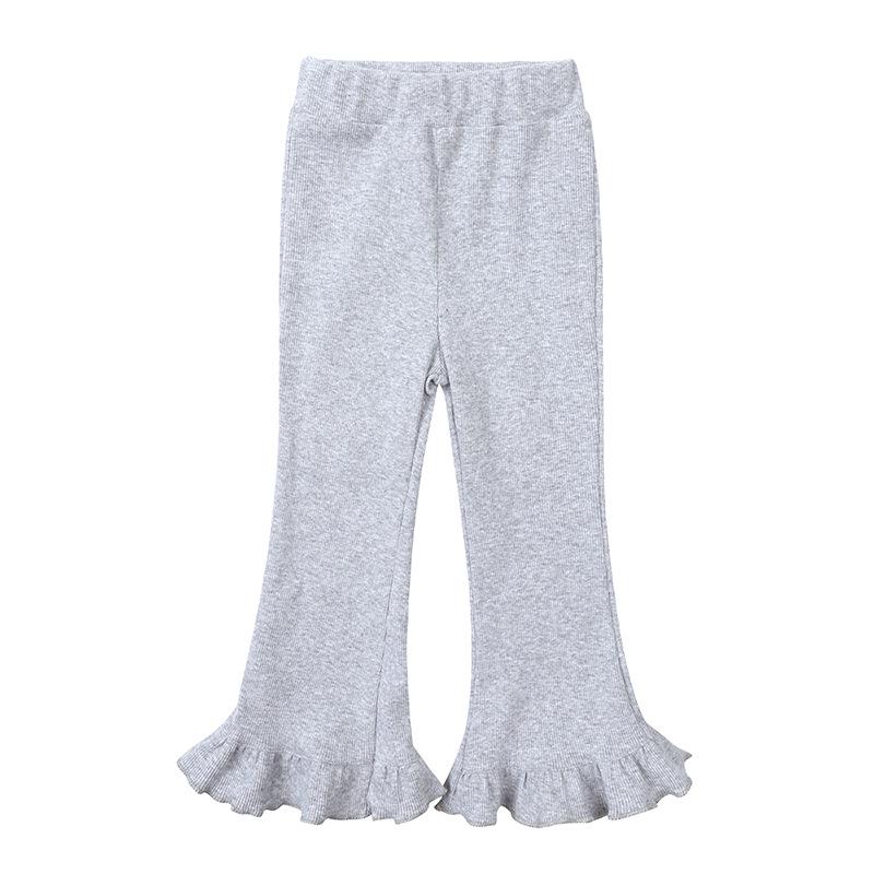 Korean Girls' Slim Fit Bell Bottom Knit Pants - Stylish Casual Kids' Outerwear