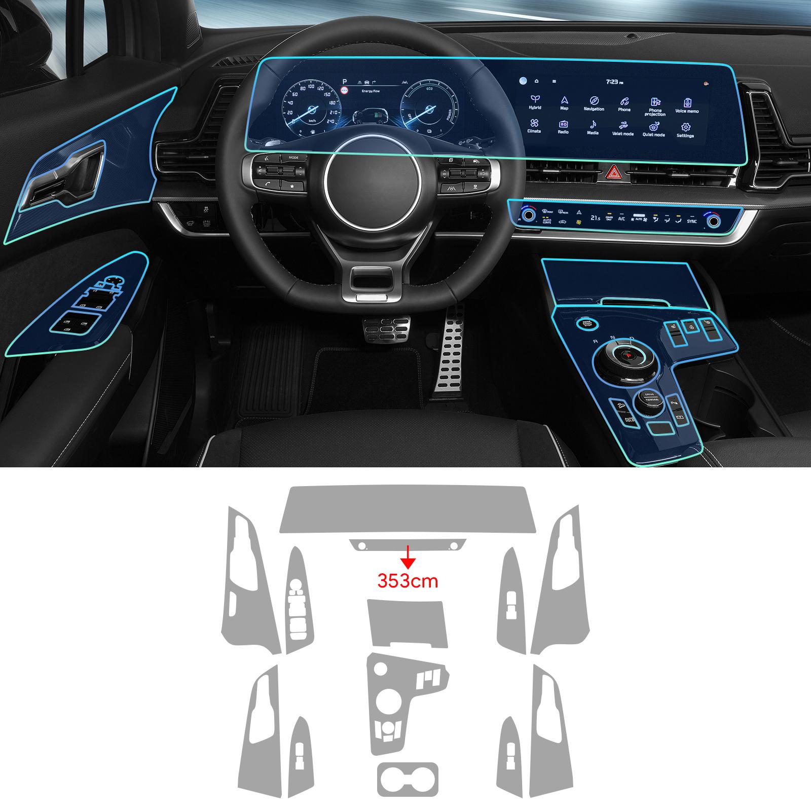 

Car Interior TPU Protector Anti-scratch Film For Kia Sportage -23 Auto Protective Transparent Anti-tear Stickers Accessories LHD Short