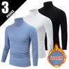 Simple Long-Sleeve Turtleneck Men's Work Long-Sleeve Top 3pcs Set, European and American Fashion Trend T-Shirt