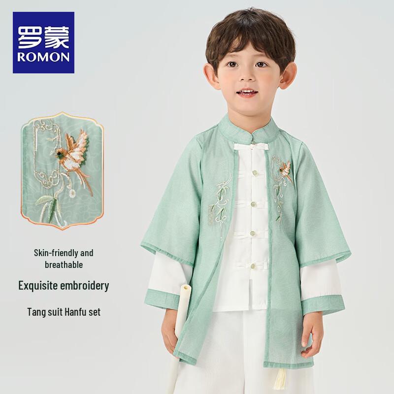 Luo Meng Boys' Chinese Hanfu Tang Suit Performance Set