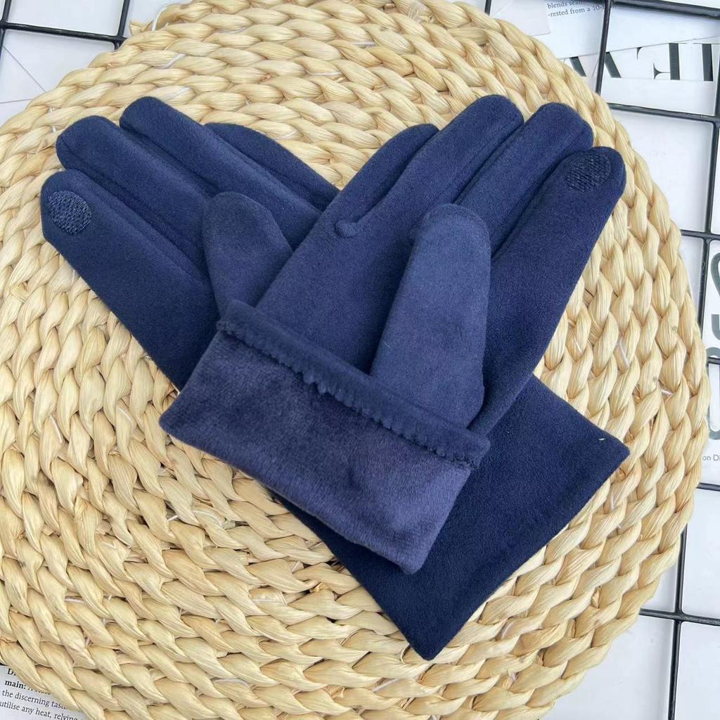 Men'S Gloves Fleece Warm German Fleece Windproof And Cold Proof Touch Screen Cycling Driving Gloves