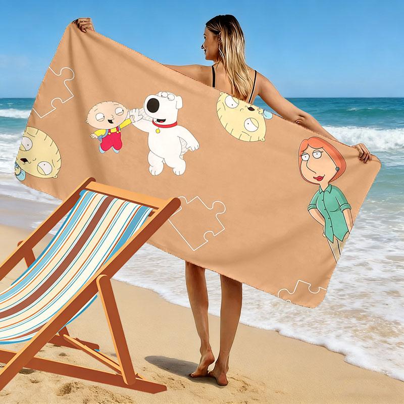 Family Guy Cartoon Print Beach Towel, Large Soft Quick Dry Towel for Beach Camping Swimming