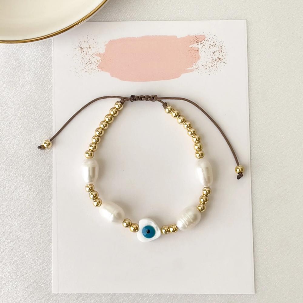 KKBEAD Natural Pearl Bracelet Boho Colorful Pulseras Femme Evil Eye Bracelets Jewelry For Women Gift Y2k Accessories Jewellery