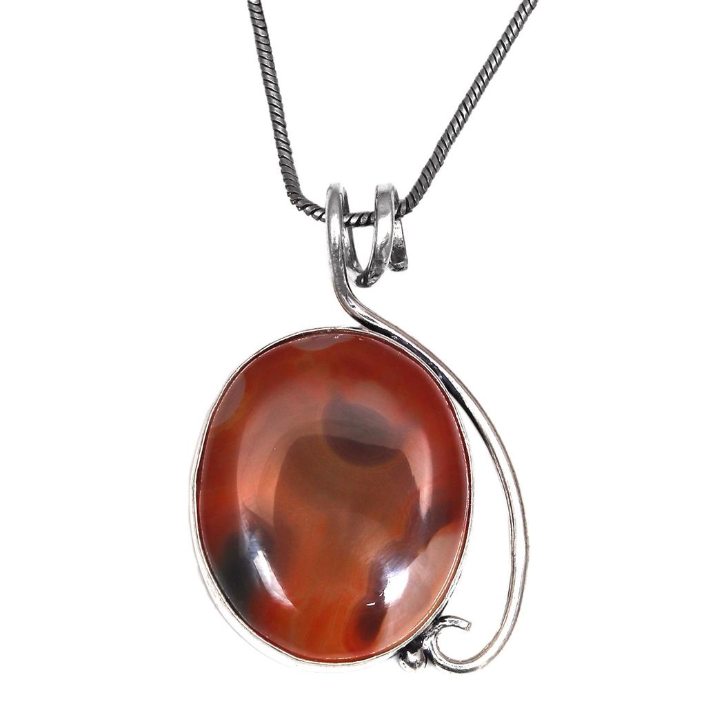 Red Agate Gemstone Handmade Women's Unisex Silver Jewelry Pendant 2
