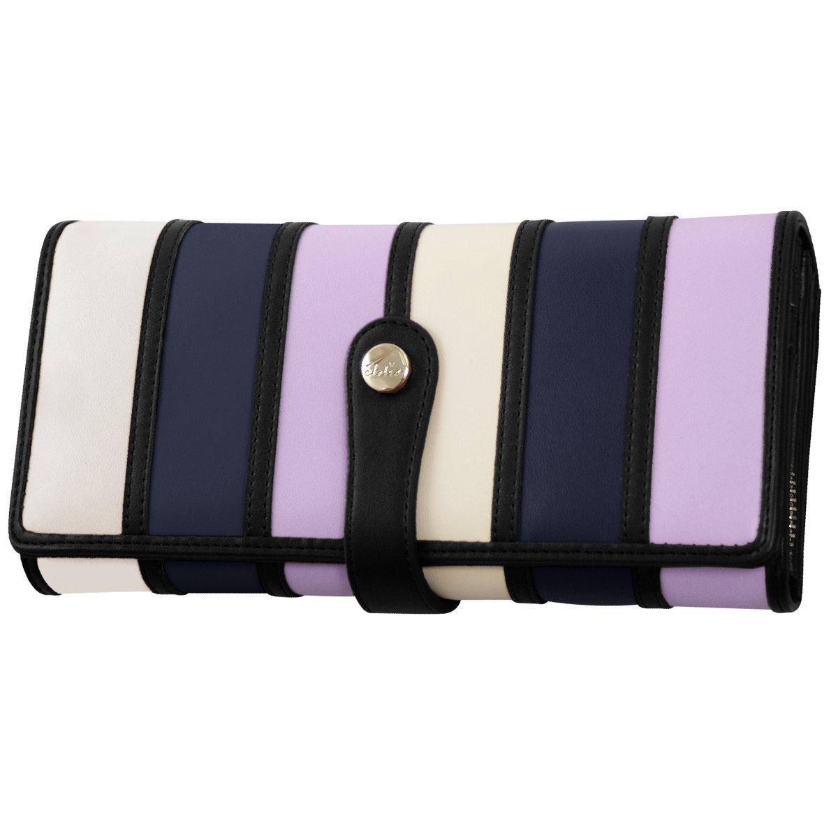 

Clelia Bellezza Series Long Large Multicolor Stripe Accordion Wallet Wallet, Women s, Capacity, [CL-10262] (Lavender)