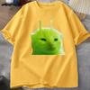 T-shirt Chat Alien Vert Femme Unisexe Chat Meme Tee Glorp Gnarp Cerveau de Chat T-shirt Mignon Rigolo Hauts Courts Manches Courtes en Coton Amples
