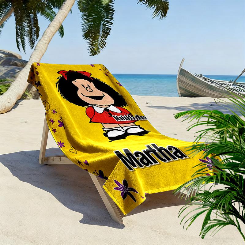 Mafalda Print Beach Towel, Large Soft Quick Dry Towel for Beach Camping Swimming