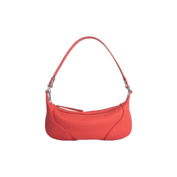 

By Far Mini Amira Zipper Closure Fashion Solid Color Pebbled Leather Underarm Bag Women Handbags Coral 22SSMINRSCRAFLTMED-127410 Basic Set (Bag+Dust Bag)