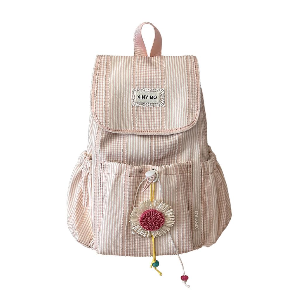 Schoolbag lightweight ins Japanese women's new campus backpack striped simple 1011 summer backpack high value student schoolbag