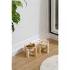 Tigela de cerâmica para comida e água para cães e gatos com suporte de madeira 2 peças decorativas elevadas