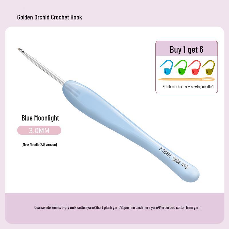 Soft Grip Resin Crochet Hook with Hand-Polished Stainless Steel Needle for Doll and Wool Knitting
