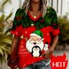Christmas Women's T-shirt 3D pattern printing V-neck T-shirt quick-dry New Year's T-shirt New women's tops y2k clothes for woman