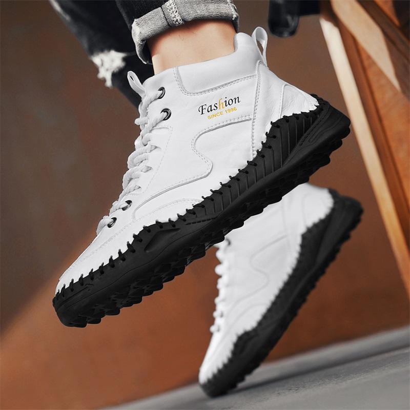 38-47 Übergröße Herrenschuhe Handgenähtes Leder Herrenstiefel Spaltleder Freizeitlederschuhe Herren Stiefeletten