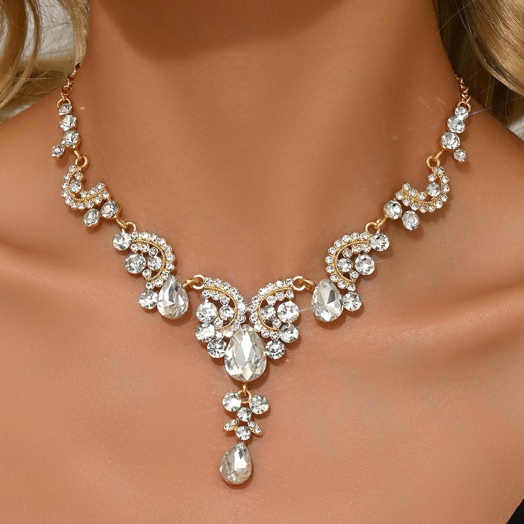 1PC Women's Fashion Water Drop Pendant Necklace Zircon Light Luxury Style Suitable for Date, Party, Festival Gift-2167