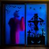 Autocolant pentru fereastră de Halloween Dovleac, fantomă, vrăjitoare, schelet, sperietoare, cu două fețe, impermeabil, PVC, detașabil, sticlă electrostatică, autocolant pentru casă.