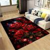 1pc Red Rose Carpet - Elegant Square Suitable for Bedroom & Living Room Decor, Soft Shaggy, Machine Washable Indoor Carpet, Romantic Red Ros