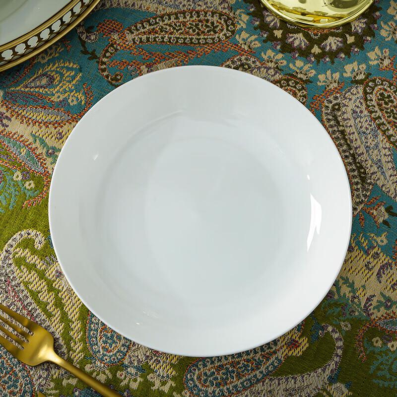 TaoXiangHui Костяной фарфор Чисто белый 10,5-дюймовая глубокая обеденная тарелка