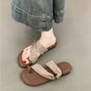 Set of Toe Flat-bottomed Slippers for Women To Wear 2025 Summer New Korean Version of French Fairy with Skirt with Cool Slippers
