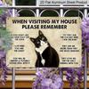 2D Flat 1pc "Cat House Rules" Funny Sign Decorative Sign & Plague - Aluminum Wall Decor - 11.8*7.9in | Perfect for Home & Yard Decor, Ideal Gift for