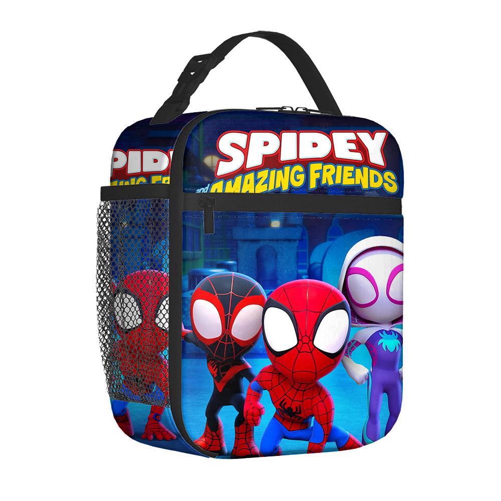 Spider-Man Cartoon Insulation Lunch Bag Portable Bento Bag for Elementary School with Ice Pack