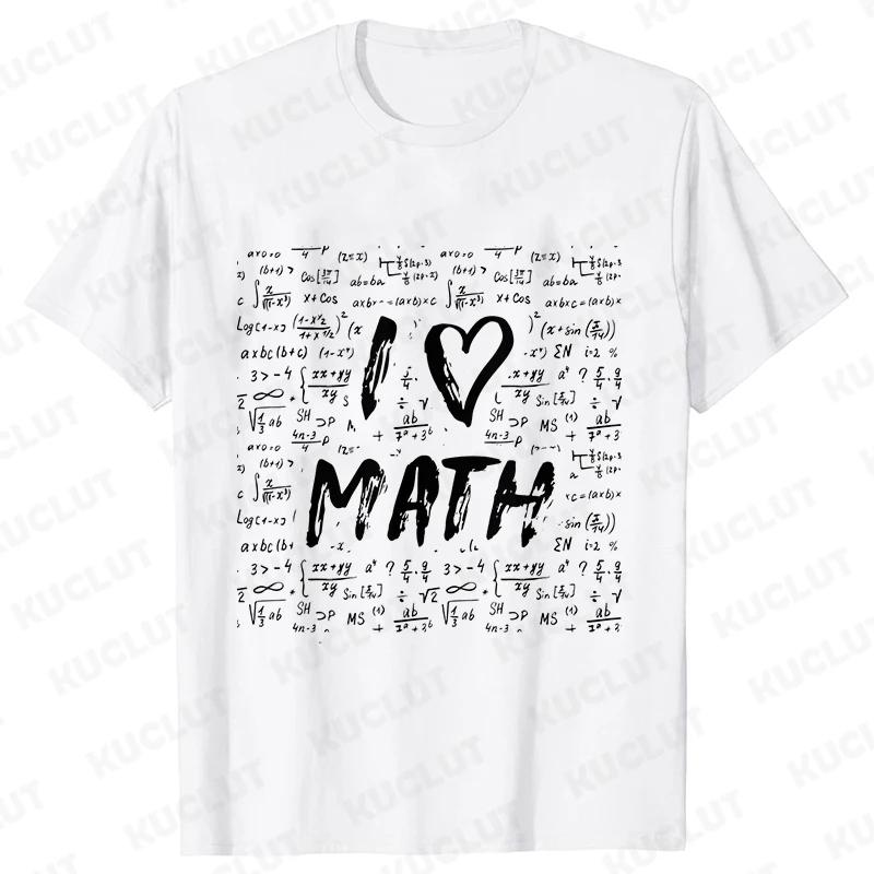 I Love Math Formula Men's T-shirts Street Wear Clothes Short Sleeve Funny Design Y2k Tops Sportwear Casual Vintage Classic Tees