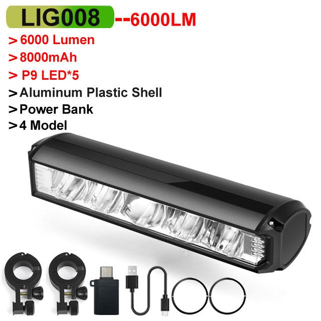 Bicycle Light Front 6000Lumen Bike Light 8000mAh Waterproof Flashlight USB Charging MTB Road Cycling Lamp Accessories