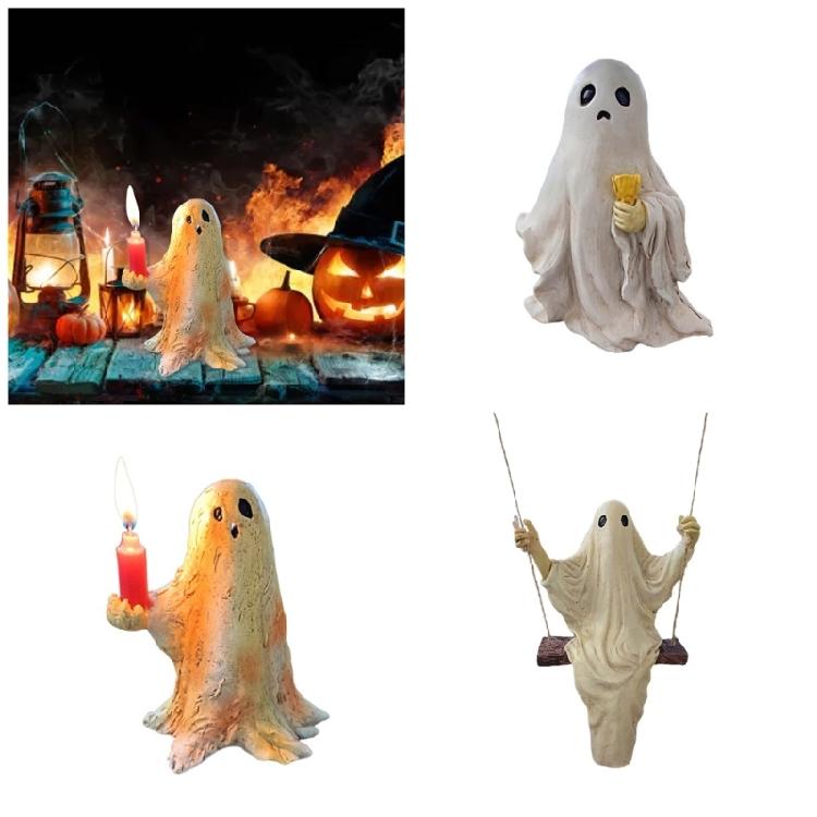 Ghostly Halloween Resin Specter Sculpture for Indoor and Outdoor Terrifying Desktop Decoration Ornament for Parties