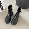 Versatile Martin boots 2025 autumn and winter new rear lace-up side zipper thick-soled heightening women's short boots British style knight boots