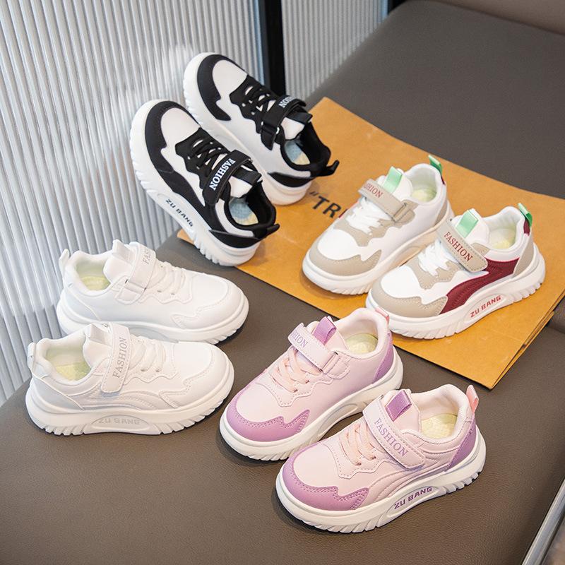 Girls' Sports Shoes 2025 Spring and Autumn New Children's Dad Shoes Leather Board Shoes Boys Breathable Casual Running Shoes