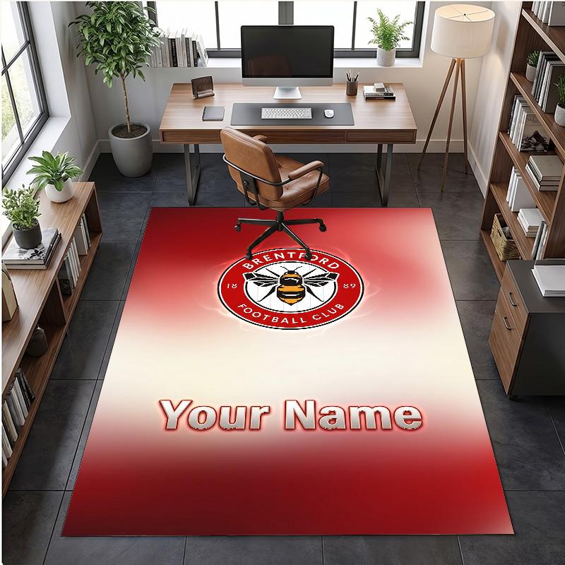 Crystal Velvet Rug Brentford Football Print Custom Name Text Floor Mat Home Decor