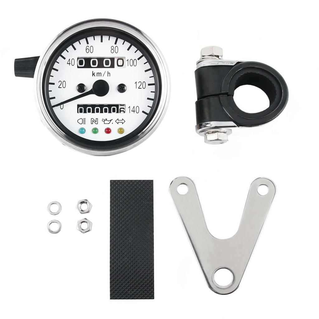 Motorcycle 140km/h Mechanical LED Speedometer 60mm White Panel (White LED)